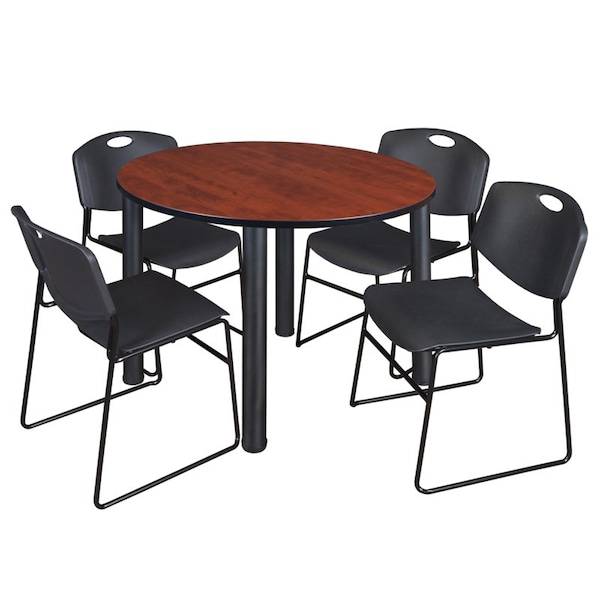Regency Kee Round Table & Chair Set, Wood, Metal, Polypropylene Top TB48RNDCHBPBK44BK - main